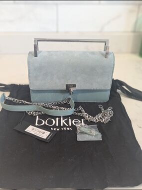 Botkier New York Lennox Blue Suede & Leather Chain Mini Shoulder Bag